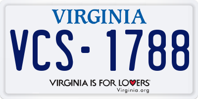 VA license plate VCS1788