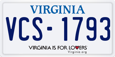 VA license plate VCS1793