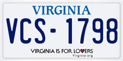 VA license plate VCS1798