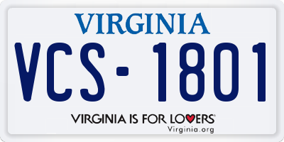 VA license plate VCS1801