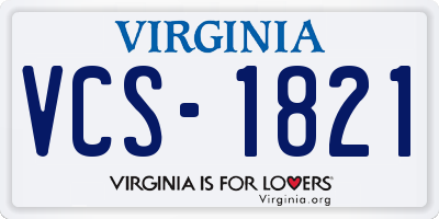 VA license plate VCS1821