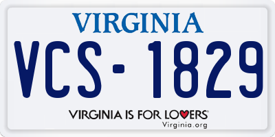 VA license plate VCS1829