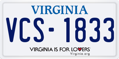 VA license plate VCS1833
