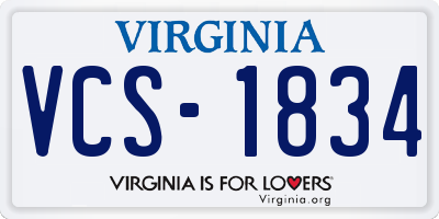 VA license plate VCS1834