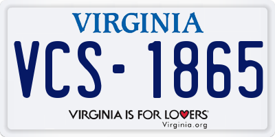 VA license plate VCS1865