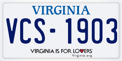 VA license plate VCS1903