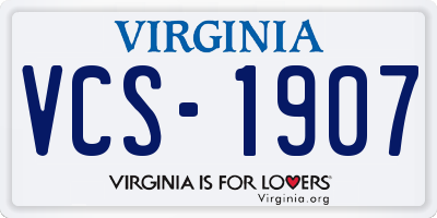 VA license plate VCS1907