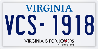 VA license plate VCS1918