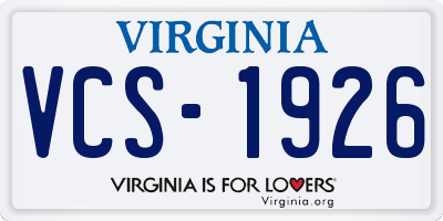 VA license plate VCS1926