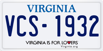 VA license plate VCS1932