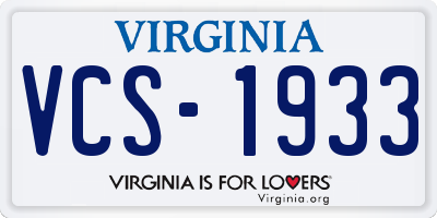 VA license plate VCS1933