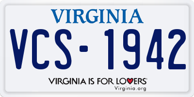 VA license plate VCS1942