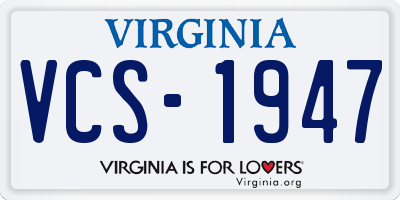 VA license plate VCS1947