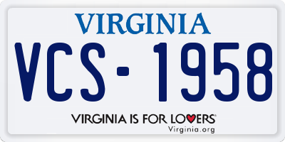 VA license plate VCS1958