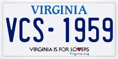 VA license plate VCS1959