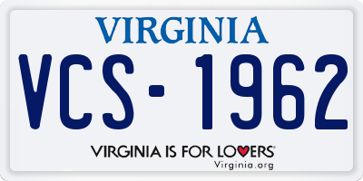 VA license plate VCS1962