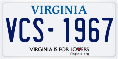 VA license plate VCS1967