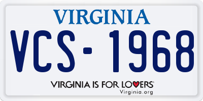VA license plate VCS1968