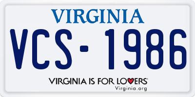 VA license plate VCS1986