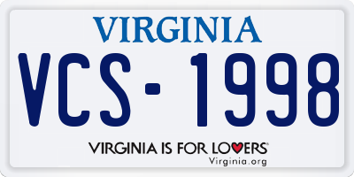 VA license plate VCS1998
