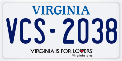 VA license plate VCS2038