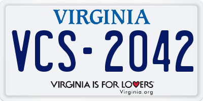 VA license plate VCS2042