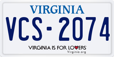 VA license plate VCS2074
