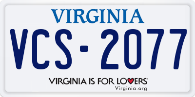 VA license plate VCS2077