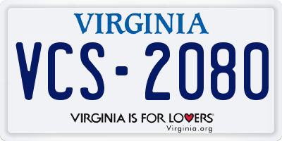 VA license plate VCS2080