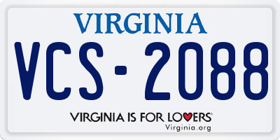 VA license plate VCS2088