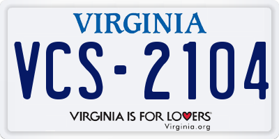 VA license plate VCS2104
