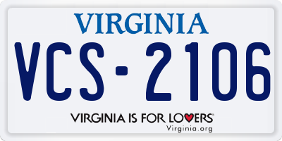 VA license plate VCS2106