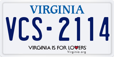 VA license plate VCS2114