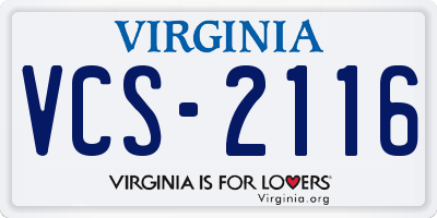 VA license plate VCS2116