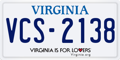 VA license plate VCS2138