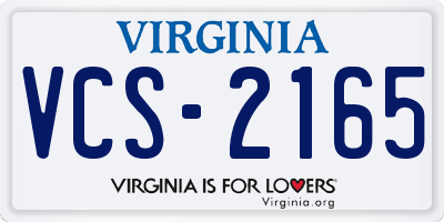 VA license plate VCS2165