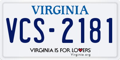 VA license plate VCS2181