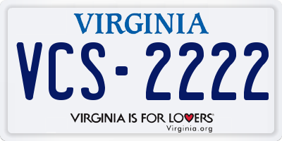 VA license plate VCS2222