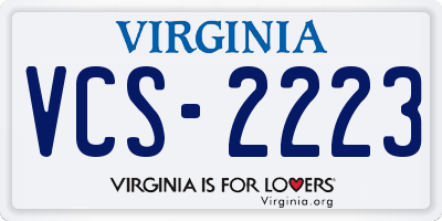 VA license plate VCS2223
