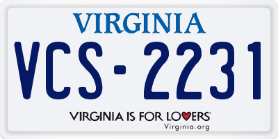 VA license plate VCS2231