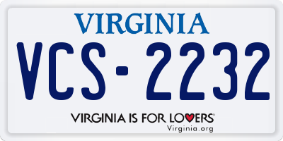 VA license plate VCS2232