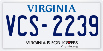 VA license plate VCS2239