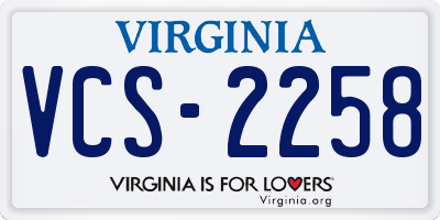 VA license plate VCS2258