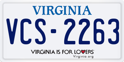 VA license plate VCS2263