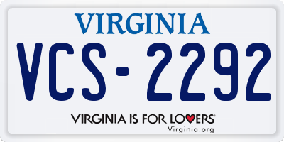 VA license plate VCS2292