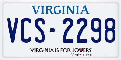 VA license plate VCS2298