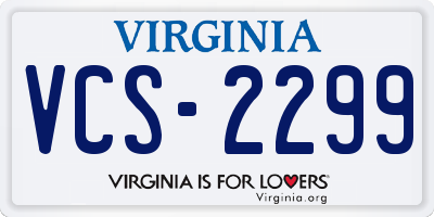 VA license plate VCS2299