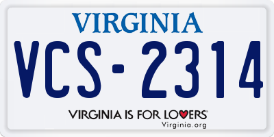 VA license plate VCS2314