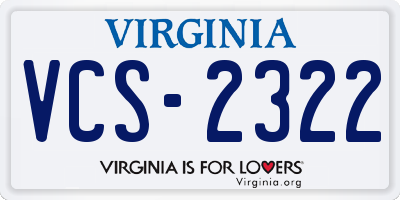 VA license plate VCS2322