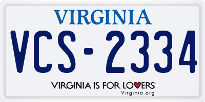 VA license plate VCS2334